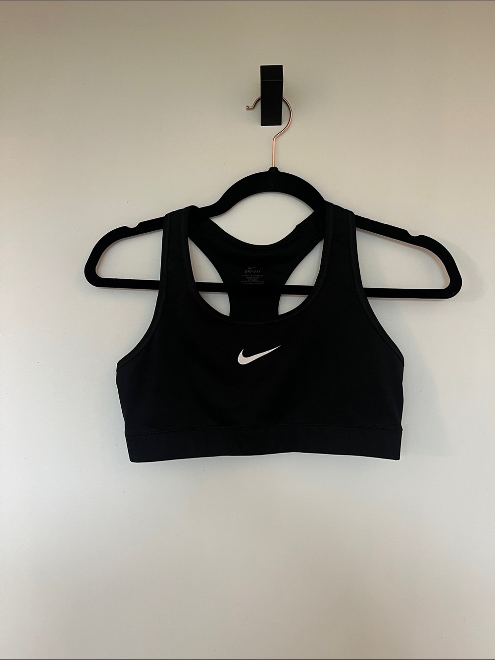 Nike Black Racerback Sports Bra with White Swoosh